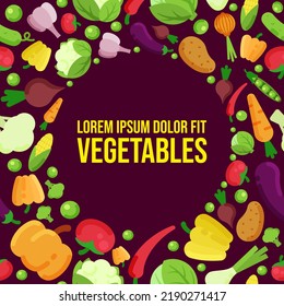vegetables. abstract decoration with healthy products vegetables potatoes tomato carrot pumpkin. Vector cartoon template