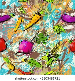 Los vegetales abstraen un fondo transparente con manchas y manchas de color acuático. Ilustración del vector