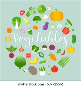 Vegetables arrange in circle shape design for banner, backdrop