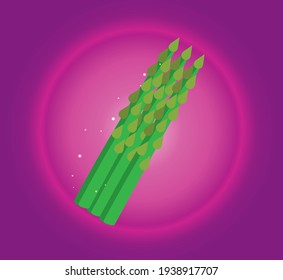 vegetables, asparagus. vector image pink background in degrade