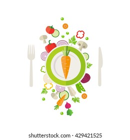 Vegetables background - can illustrate topics like healthy eating, vegetarian meals, vegan or raw diet.