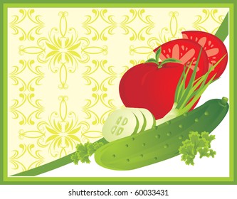 Vegetables. Background for card. Vector