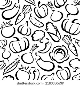 Vegetables background. Collection of Vegetables. Vector