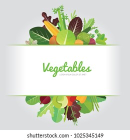 Vegetables background design with calligraphy. Vector illustration of organic food and healthy.