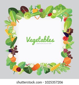 Vegetables background design with calligraphy. Vector illustration of organic food and healthy.