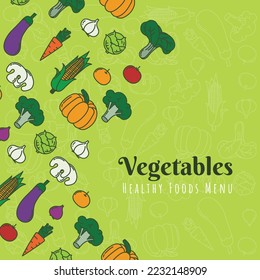 Vegetables background design with vegetables print pattern in green background