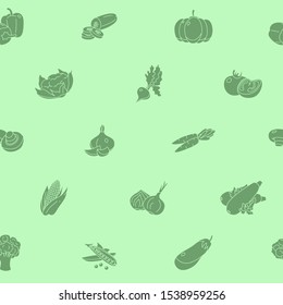 Vegetables background - Vector seamless pattern solid silhouettes of vegetarian food and healthy nutrition for graphic design