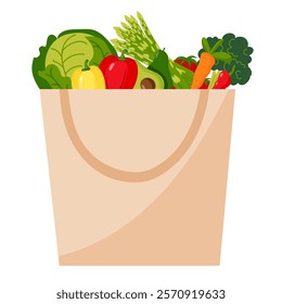 Vegetables in the bag, vector illustrations, flat style