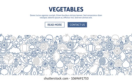 Vegetables Banner Design. Vector Illustration of Line Web Concept.