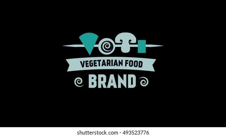 Vegetables barbeque vector logo design template