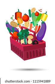 Food Basket Vector Illustration Isolated On Stock Vector (Royalty Free ...