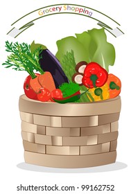 Vegetables in basket isolated on white