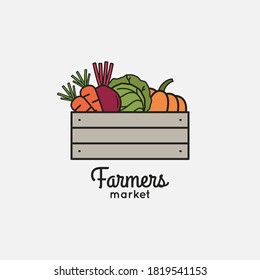 Vegetables basket with organic farm vegetables on white background