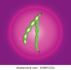 vegetables, beans. vector image pink background in degrade