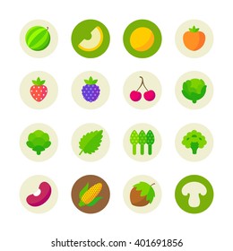 Vegetables and berries icons 