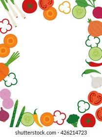 Vegetables border frame vector background
