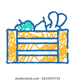 vegetables box doodle icon sketch vector. vegetables box sign. isolated symbol illustration