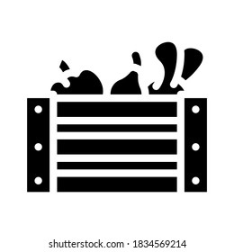 vegetables box glyph icon vector. vegetables box sign. isolated contour symbol black illustration