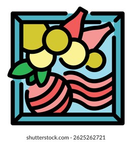 Icono de la caja de verduras. Esquema de la caja de verduras Vector icono de color plano aislado