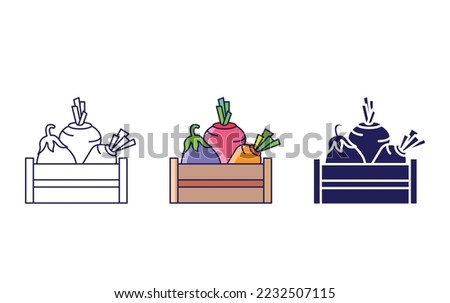 Vegetables Box line icon isolated on white background, Vector illustration