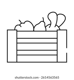vegetables box line icon vector. vegetables box sign. isolated contour symbol black illustration