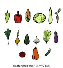 vegetables bright set pumpkin and paprika avocado onion cucumber 