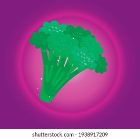 Gemüse, Broccoli. Vektorbild auf rosafarbenem Hintergrund, deprimiert