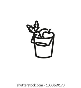 Vegetables in bucket icon. Harvest, gardening, organic food. Crop concept. Can be used for agriculture, farm, healthy eating