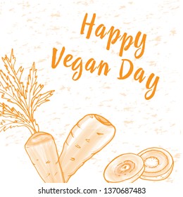 Vegetables. Carrot. Marking. One color. Vegetarian day. Vector graphics