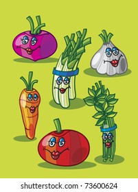 vegetables cartoon, abstract vector art illustration