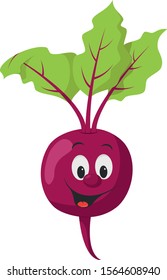 Vegetables Characters Collection: Vector illustration of a funny and smiling beet in cartoon style.