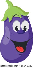 Vegetables Characters Collection: Vector illustration of a funny and smiling eggplant in cartoon style.