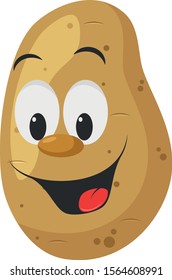 Vegetables Characters Collection: Vector illustration of a funny and smiling potato in cartoon style.