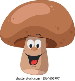 Vegetables Characters Collection: Vector illustration of a funny and smiling mushroom in cartoon style.