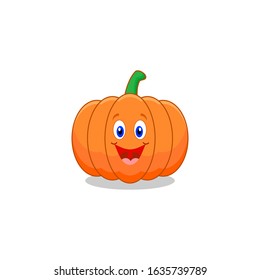 Vegetables Characters Collection: Vector illustration of a funny and smiling pumpkin in cartoon style.