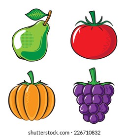 Vegetables collection. Bright colorful objects isolated on white. Eps 10 vector illustration.