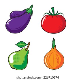 Vegetables collection. Bright colorful objects isolated on white. Eps 10 vector illustration.