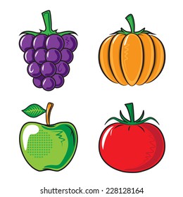 Vegetables collection. Bright colorful objects isolated on white. Eps 10 vector illustration.