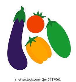 Coleção de legumes. Ilustração vetorial plana abstrata decorativa com legumes. Fundo perfeito para posters web, design de capa. Vá vegan. Conceito de alimento saudável