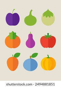 Vegetables collection. Healthy food isolated elements in cartoon style. Great for recipes, cookbook and vegan prints. Cabbage, pumpkin, corn, tomato and other. Vector illustration