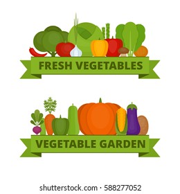 Vegetables collection. Organic and healthy food. Flat style, vector illustration.