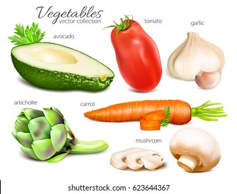 Vegetables. Collection of vector illustrations.