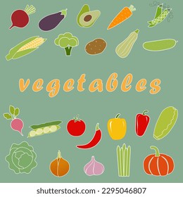 Vegetables color icons set. Healthy Eating. Vegetarianism