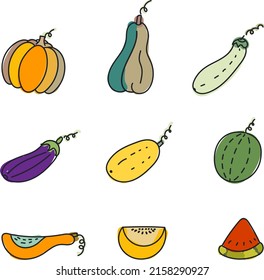  conjunto de ilustraciones vectoriales coloridas de vegetales