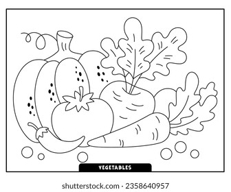 Vegetables coloring pages for kids