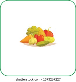 Vegetables composition icon square set vector