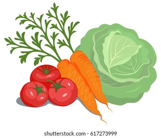 Vegetables composition isolated on white background vector illustration.