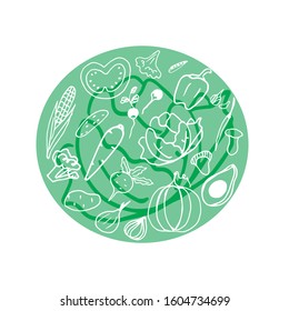 vegetables concept. hand drawn vegetables set in doodle style in vector.