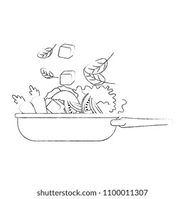 vegetables cooking in kitchen pan