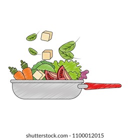 vegetables cooking in kitchen pan